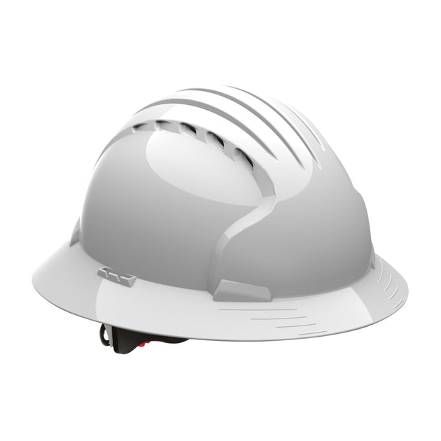 Evolution® Deluxe 6161 Vented, Full Brim Hard Hat with HDPE Shell, 6-Point Polyester Suspension and Wheel Ratchet Adjustment