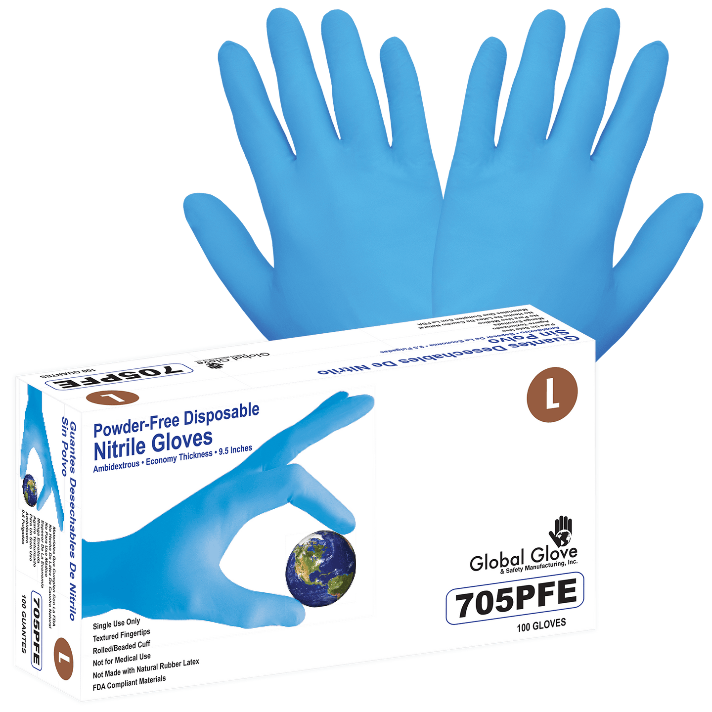 Global Glove 705PFE-L Lightweight Disposable Gloves