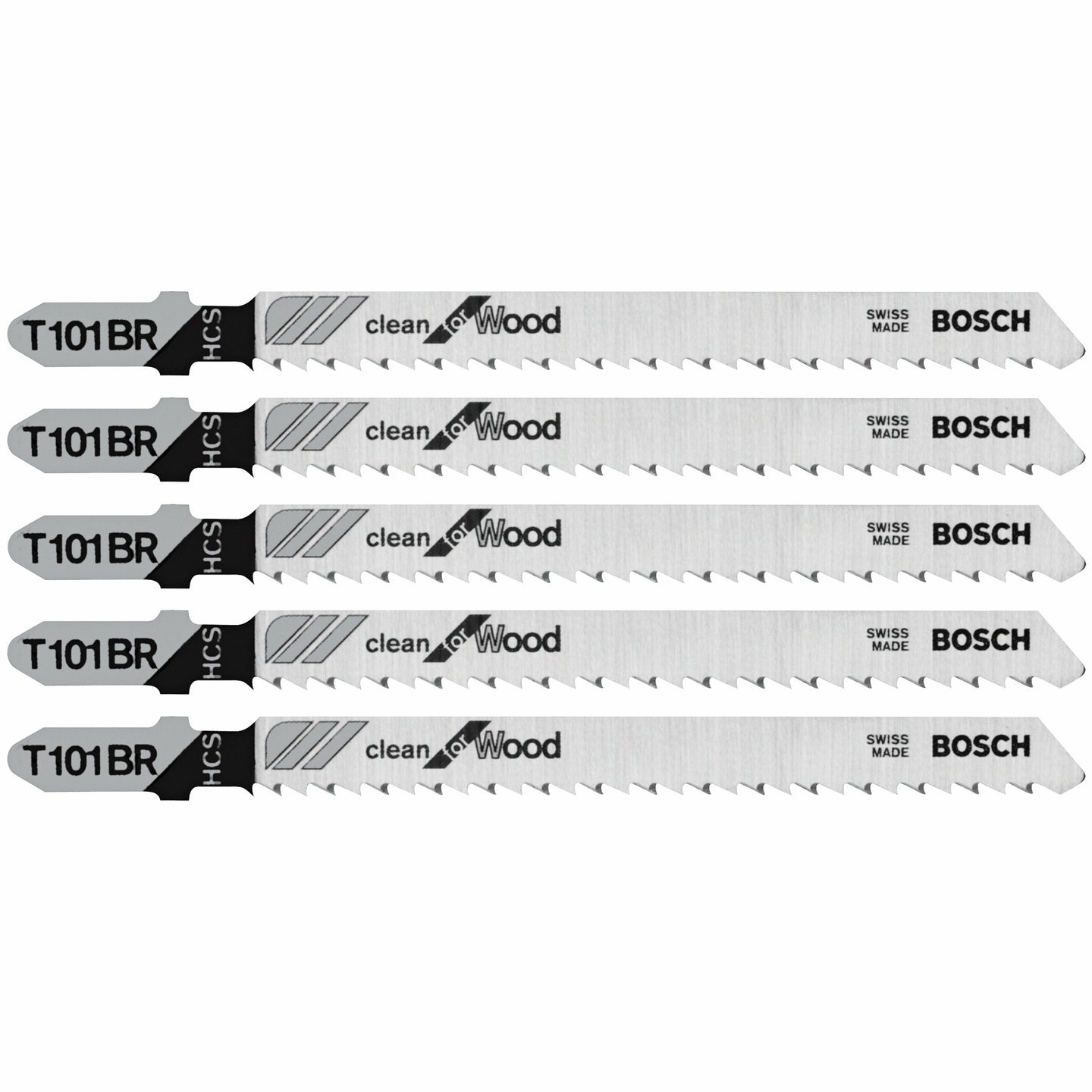 5 pc. 4 In. 10 TPI Reverse Pitch Clean for Wood T-Shank Jig Saw Blades