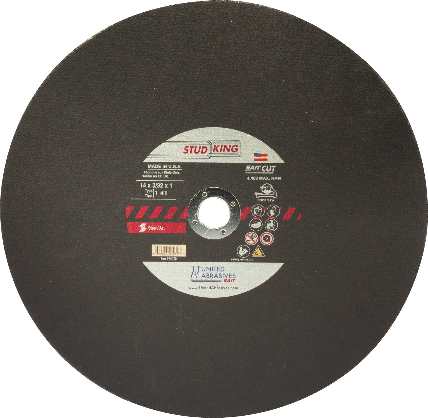 United Abrasives Stud King® Specialty Chop Saw Wheels 14" x 3/32" x 1", 1-Pack