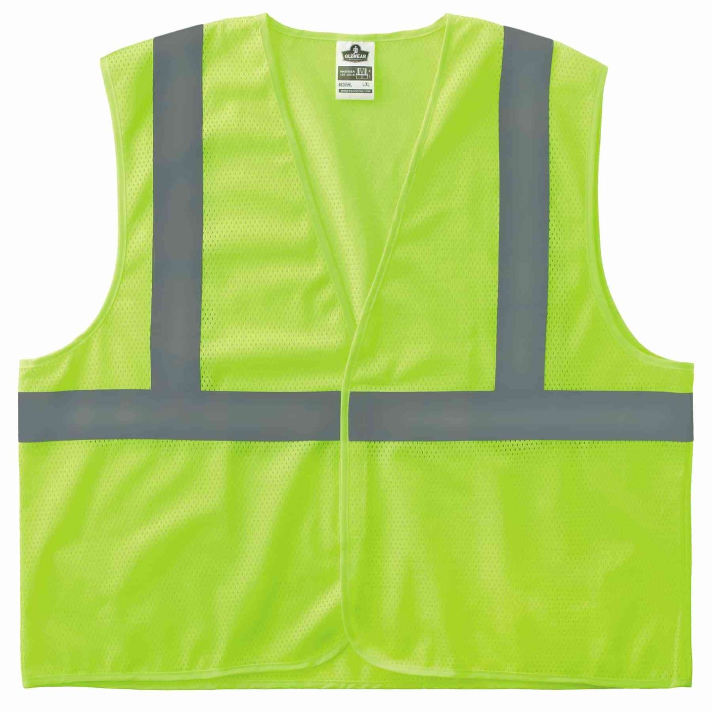 Ergodyne GloWear 8205HL Hi-Vis Safety Vest - Type R, Class 2, Hook + Loop, No Pockets