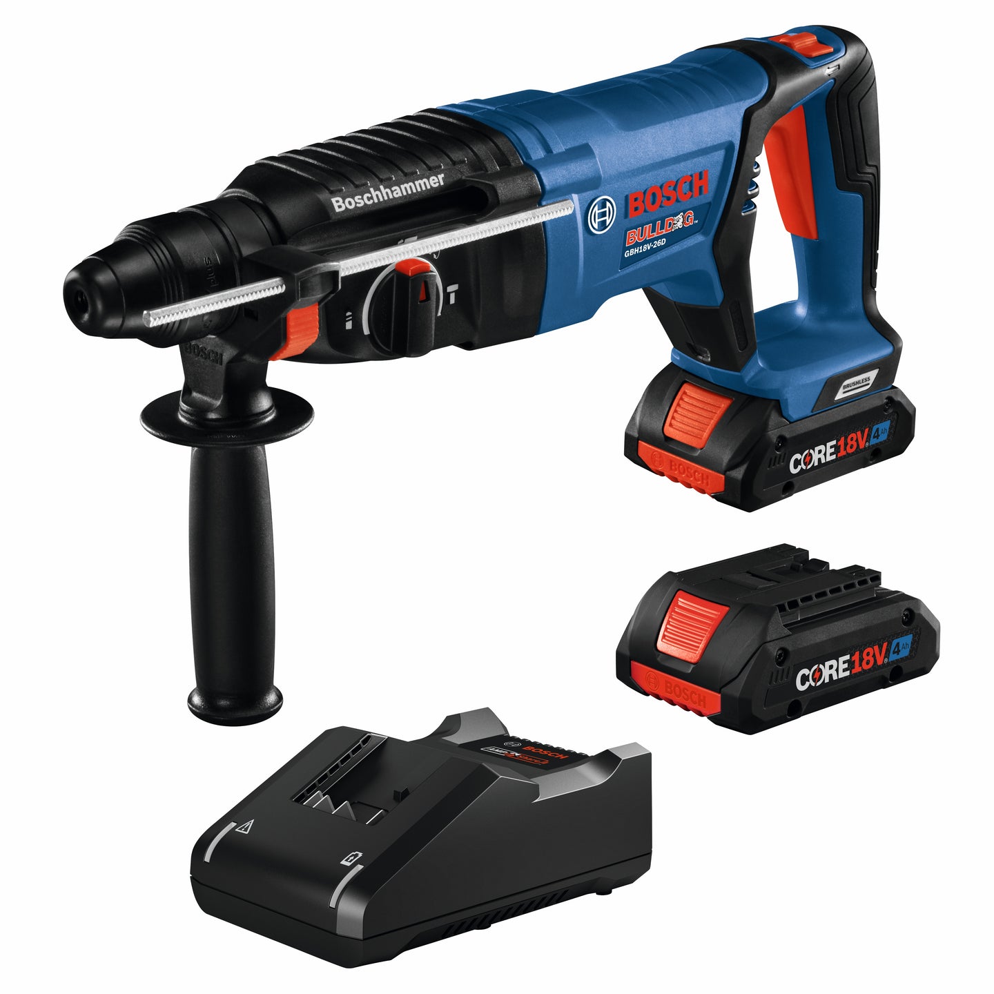 18V EC Brushless SDS-plus® Bulldog™ 1 In. Rotary Hammer Kit with (2) CORE18V 4 Ah Advanced Power Batteries