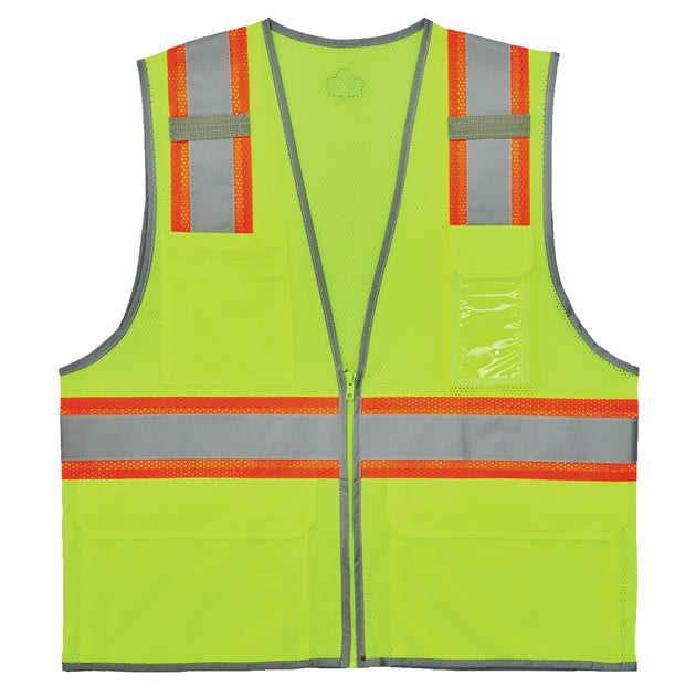 Ergodyne GloWear 8246Z-S Two-Tone Mesh Hi-Vis Safety Vest - Type R, Class 2, Zipper, Reflective Binding, Single Size