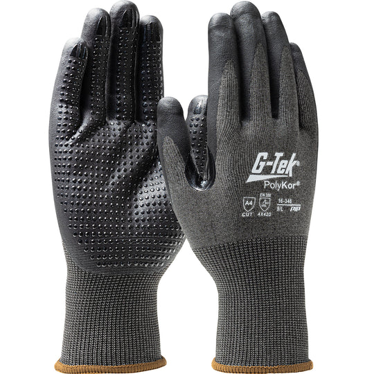 G-Tek® PolyKor® Seamless Knit PolyKor® Glove with Nitrile Coated Foam Grip on Palm & Fingers - Touchscreen Compatible