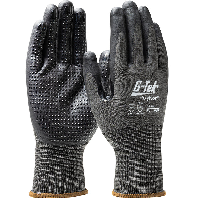 G-Tek® PolyKor® Seamless Knit PolyKor® Glove with Nitrile Coated Foam Grip on Palm & Fingers - Touchscreen Compatible
