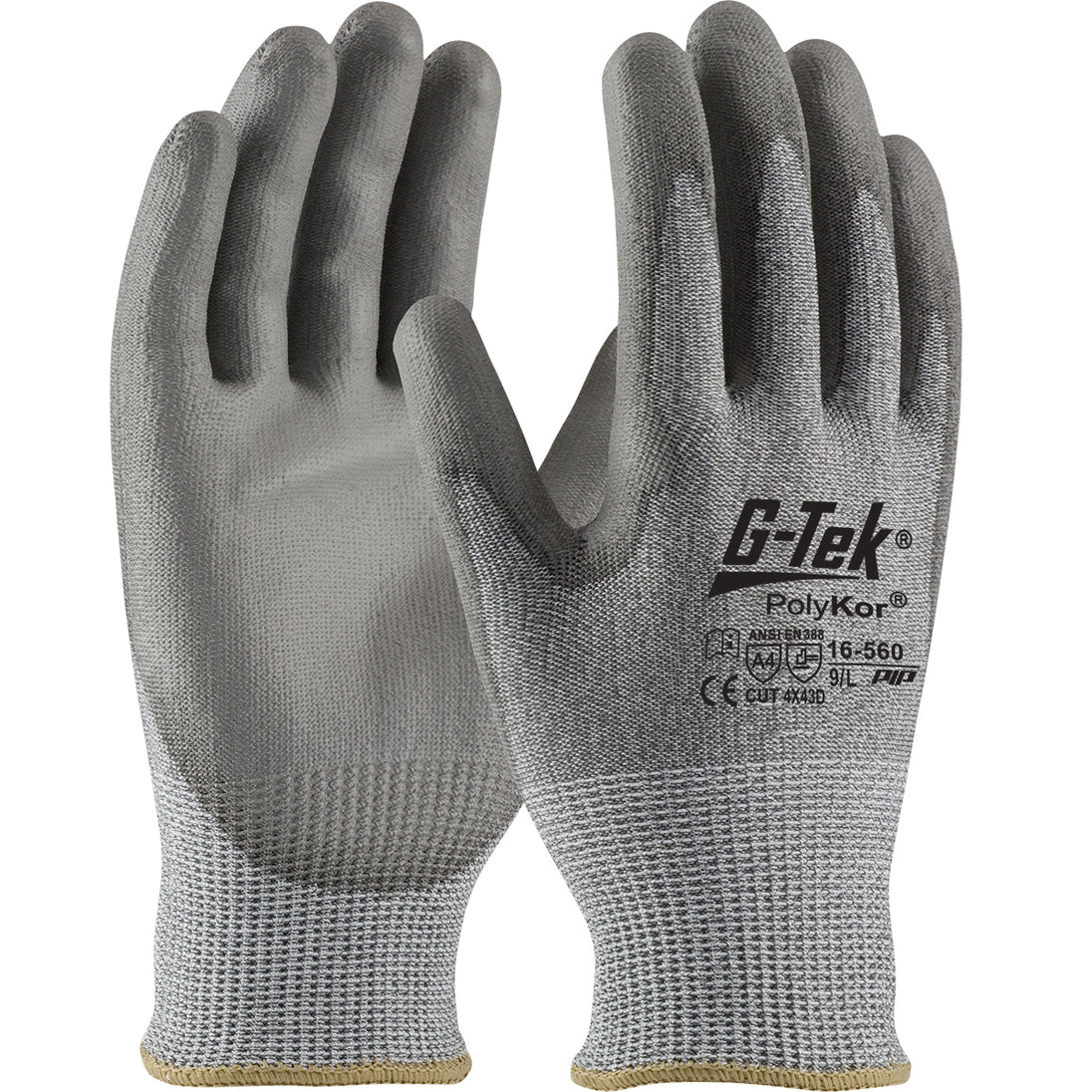 G-Tek® PolyKor® Seamless Knit PolyKor® Blended Glove with Polyurethane Coated Flat Grip on Palm & Fingers