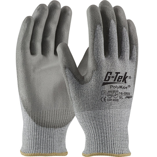G-Tek® PolyKor® Seamless Knit PolyKor® Blended Glove with Polyurethane Coated Flat Grip on Palm & Fingers