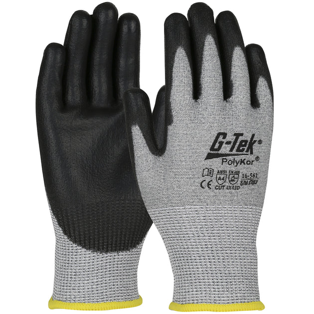 G-Tek® PolyKor® Seamless Knit PolyKor® Blended Glove with Polyurethane Coated Flat Grip on Palm & Fingers - Touchscreen Compatible