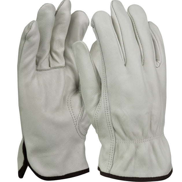 PIP® Top Grain Cowhide Leather Drivers Glove with White Waffle Knit Thermal Lining - Keystone Thumb