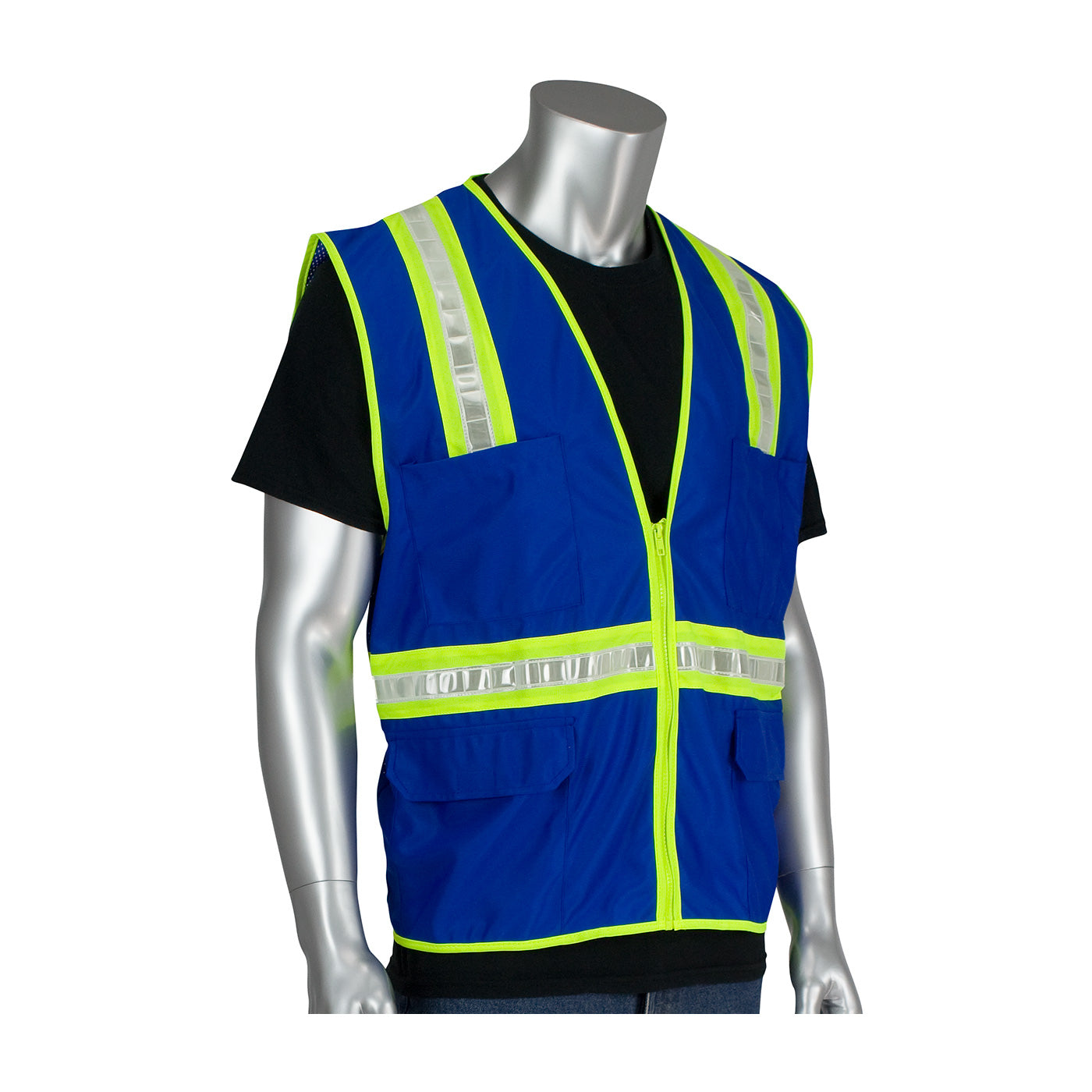 PIP® Non-ANSI Surveyor's Style Safety Vest with a Solid Front, Mesh Back and Prismatic Tape