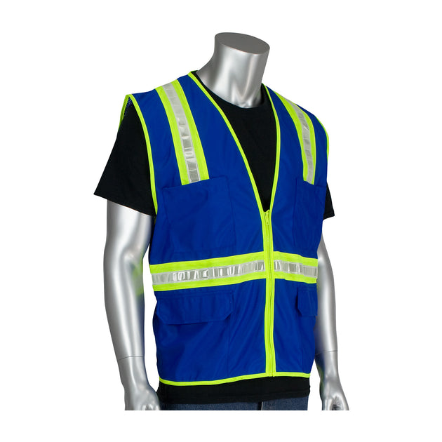 PIP® Non-ANSI Surveyor's Style Safety Vest with a Solid Front, Mesh Back and Prismatic Tape