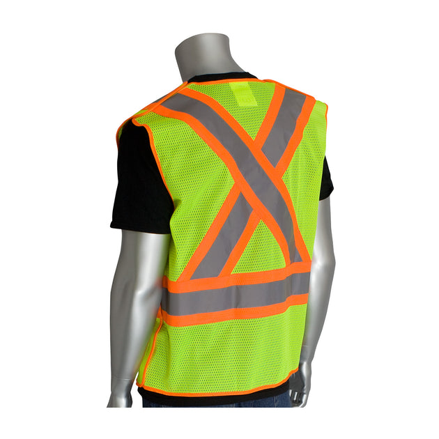 PIP® ANSI Type R Class 2 and CAN/CSA Z96 Class 2 Two-Tone X-Back Breakaway Mesh Vest