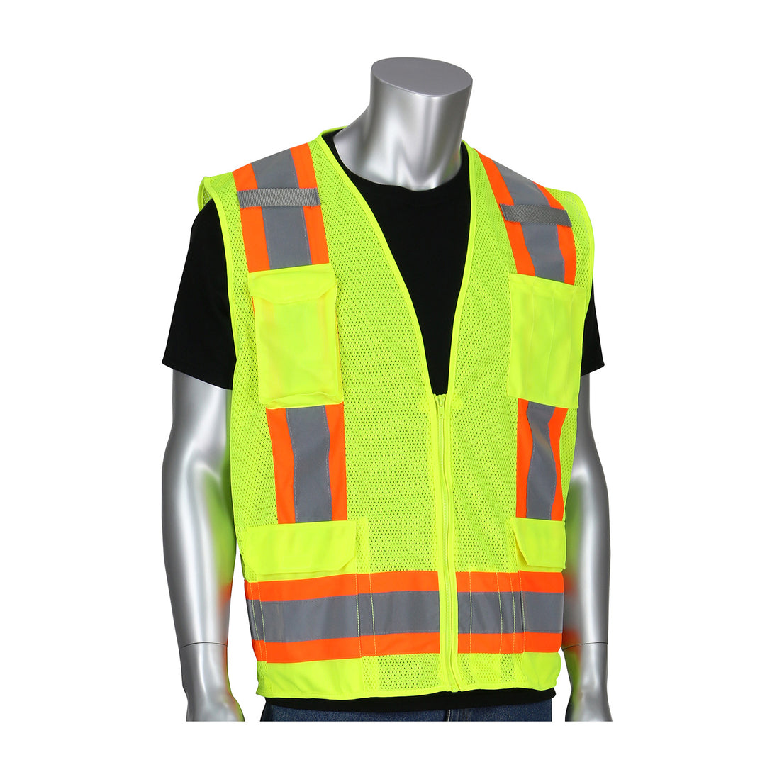 PIP® ANSI Type R Class 2 Two-Tone Eleven Pocket Mesh Surveyors Vest