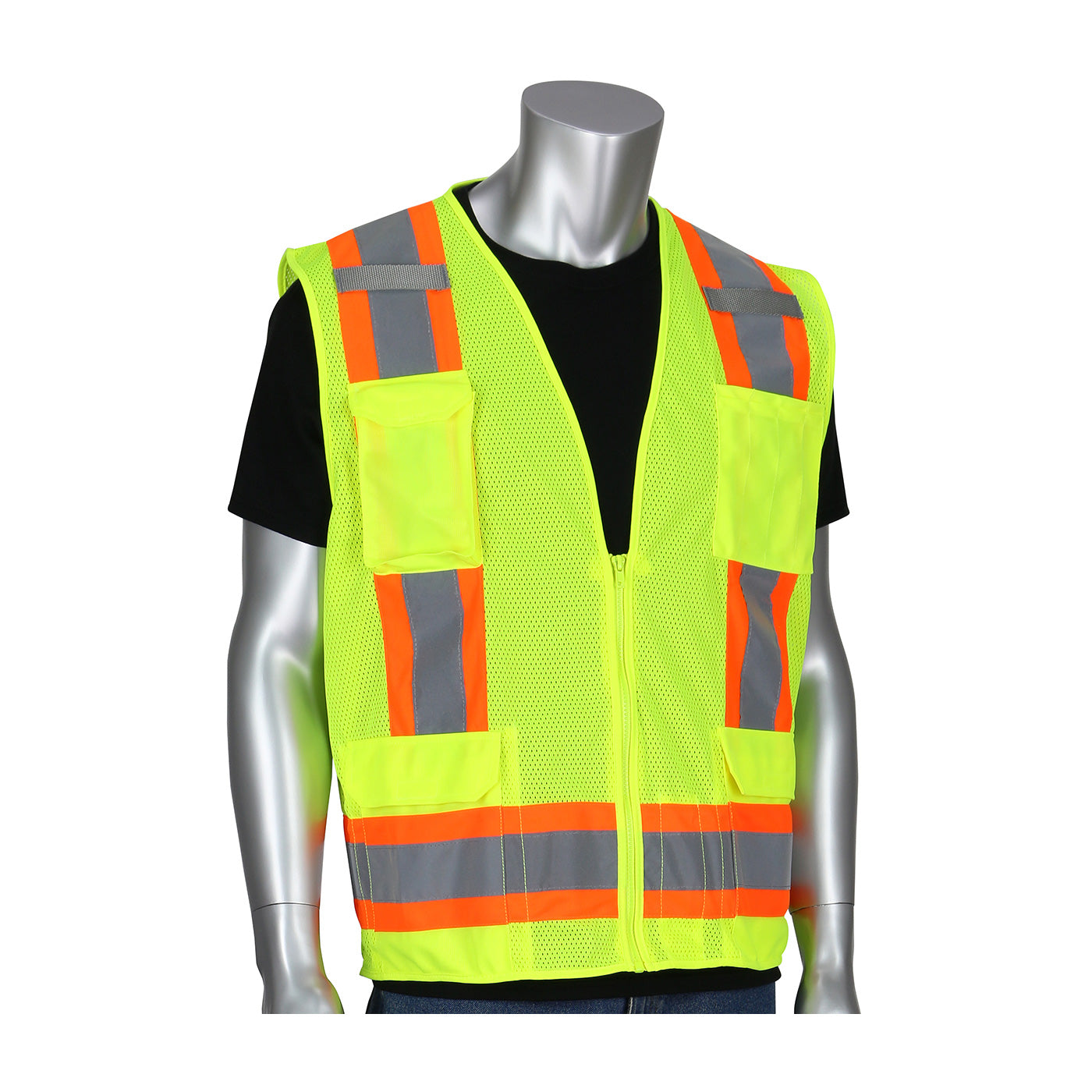 PIP® ANSI Type R Class 2 Two-Tone Eleven Pocket Mesh Surveyors Vest