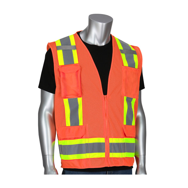 PIP 302-0500M-OR Two-Tone Orange Surveyors Vest
