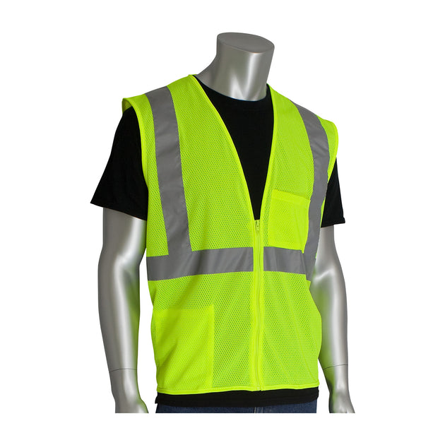 PIP® ANSI Type R Class 2 Two Pocket Zipper Mesh Vest
