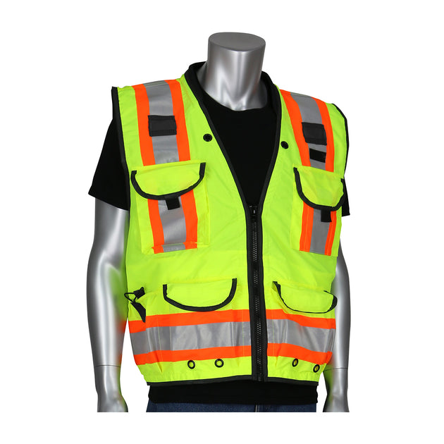 PIP® ANSI Type R Class 2 Two-Tone Fifteen Pocket Tech-Ready Ripstop Surveyors Vest with Mesh Back