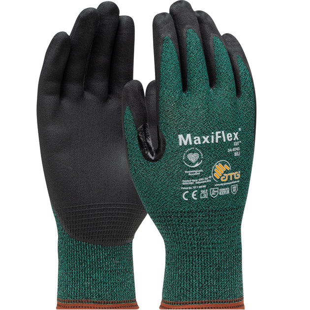 MaxiFlex® Cut™ Seamless Knit Engineered Yarn Glove with Premium Nitrile Coated MicroFoam Grip on Palm & Fingers - Touchscreen Compatible