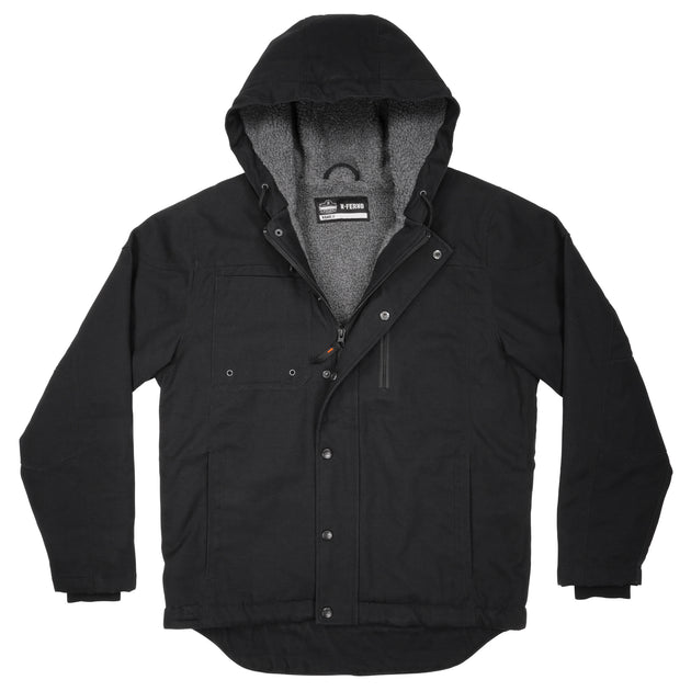 Ergodyne N-Ferno 6468 Heavy-Duty Duck Canvas Work Jacket - Sherpa Lined, Water Resistant