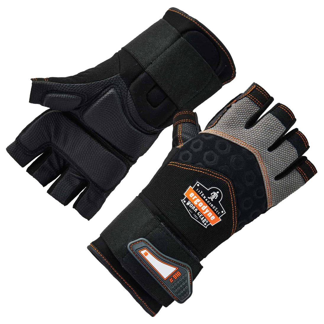 Ergodyne ProFlex 910 Half-Finger Impact Gloves and Wrist Support - EN 388: 1121X