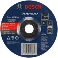 6 In. 1/16 In. 7/8 In. Arbor Type 27A (ISO 42) 46 Grit Rapido™ Fast Metal/Stainless Cutting Abrasive Wheel