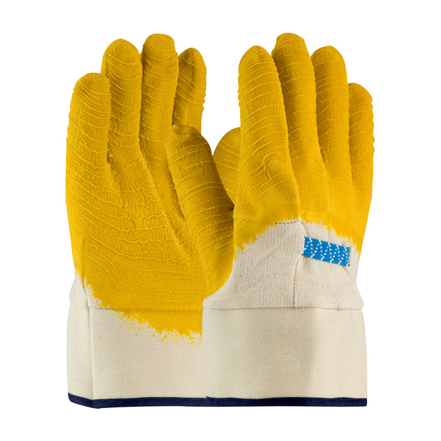 Armor® Latex Coated Glove with Jersey Liner and Crinkle Finish on Palm, Fingers & Knuckles - Plasticized Safety Cuff