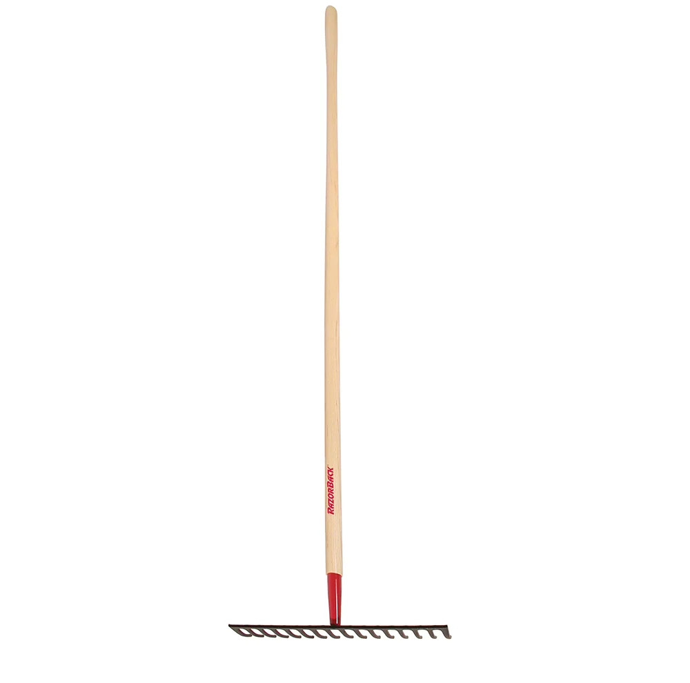 Razor-Back 14-Tine Level Head Rake, Forged with Wood Handle