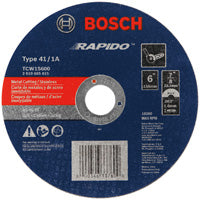 6 In. 1/16 In. 7/8 In. Arbor Type 1A (ISO 41) 46 Grit Rapido™ Fast Metal/Stainless Cutting Abrasive Wheel