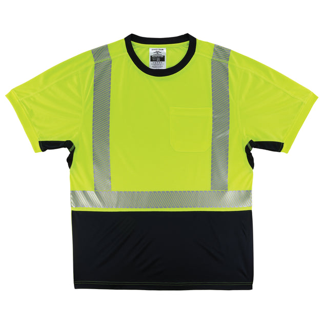 Ergodyne GloWear 8283BK Lightweight Performance Hi-Vis T-Shirt - Type R, Class 2, Black Bottom