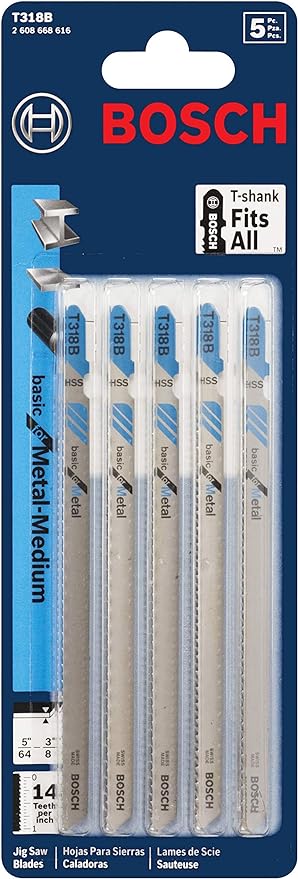Bosch T318B 5-1/4" 14 TPI basic for metal T-Shank Jigsaw blade - 5 pack