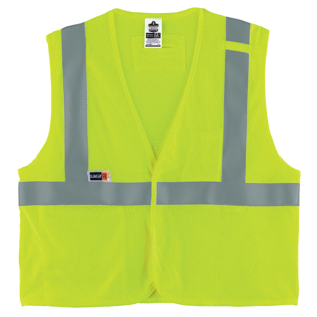 Ergodyne GloWear 8263FRHL Hi-Vis FR Safety Vest - Class 2, NFPA 70E, Mesh, Hook & Loop, Economy