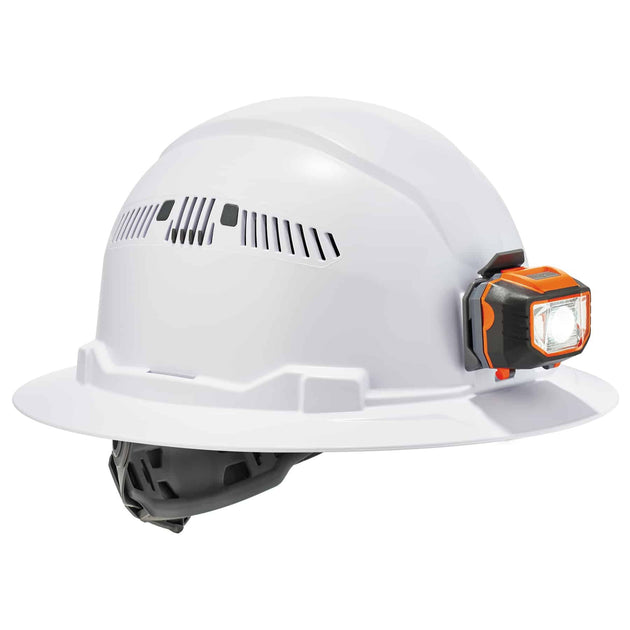Ergodyne Skullerz 8973LED Premium Full Brim Hard Hat with LED Light and Adjustable Venting - Type 1, Class C