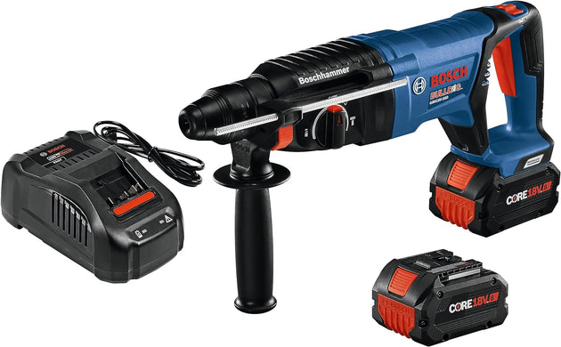 Bosch GBH18V-26DK24 18V Bulldog rotary hammer with high power batteries