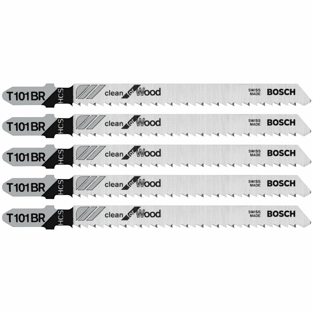 5 pc. 4 In. 10 TPI Reverse Pitch Clean for Wood T-Shank Jig Saw Blades