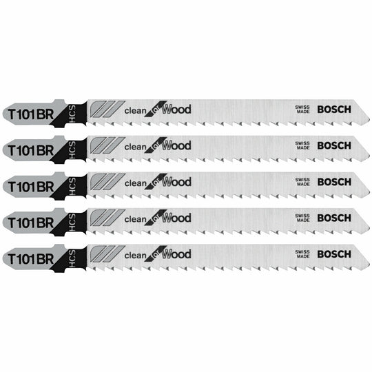 5 pc. 4 In. 10 TPI Reverse Pitch Clean for Wood T-Shank Jig Saw Blades