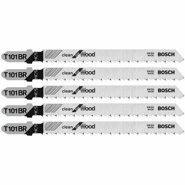 5 pc. 4 In. 10 TPI Reverse Pitch Clean for Wood T-Shank Jig Saw Blades