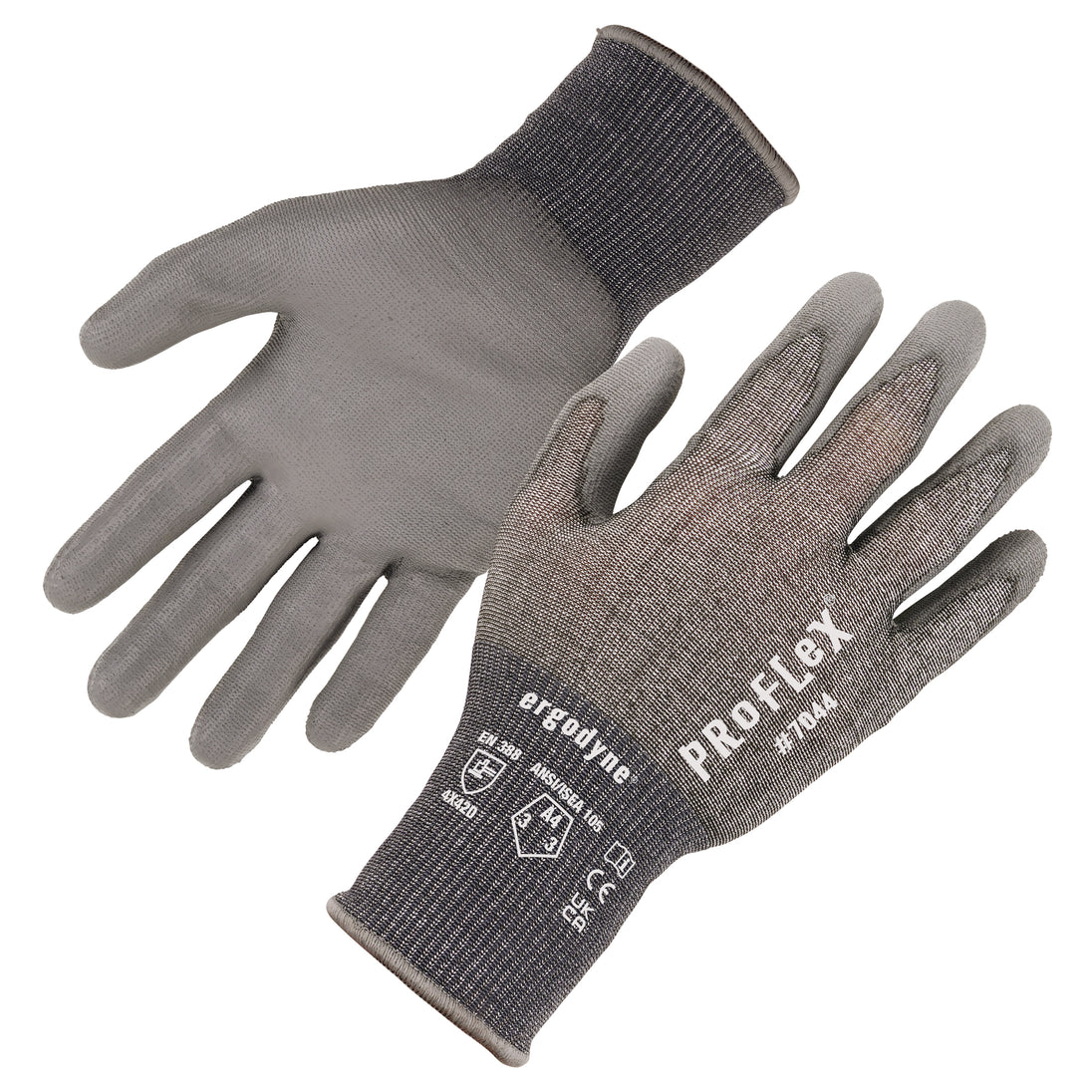 Ergodyne ProFlex 7044 PU Coated Cut-Resistant Gloves - ANSI/ISEA 105-2016 A4, EN 388: 4X42D, 18g