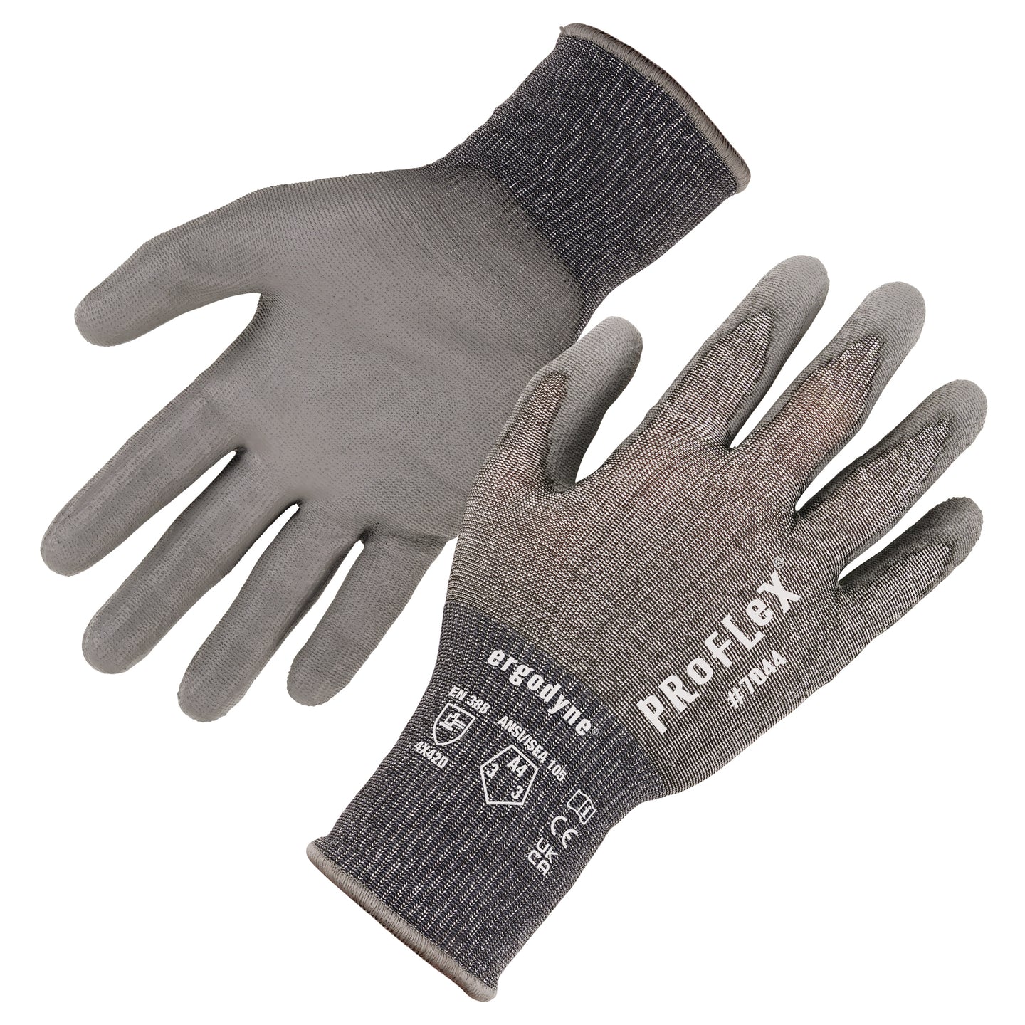 Ergodyne ProFlex 7044 PU Coated Cut-Resistant Gloves - ANSI/ISEA 105-2016 A4, EN 388: 4X42D, 18g