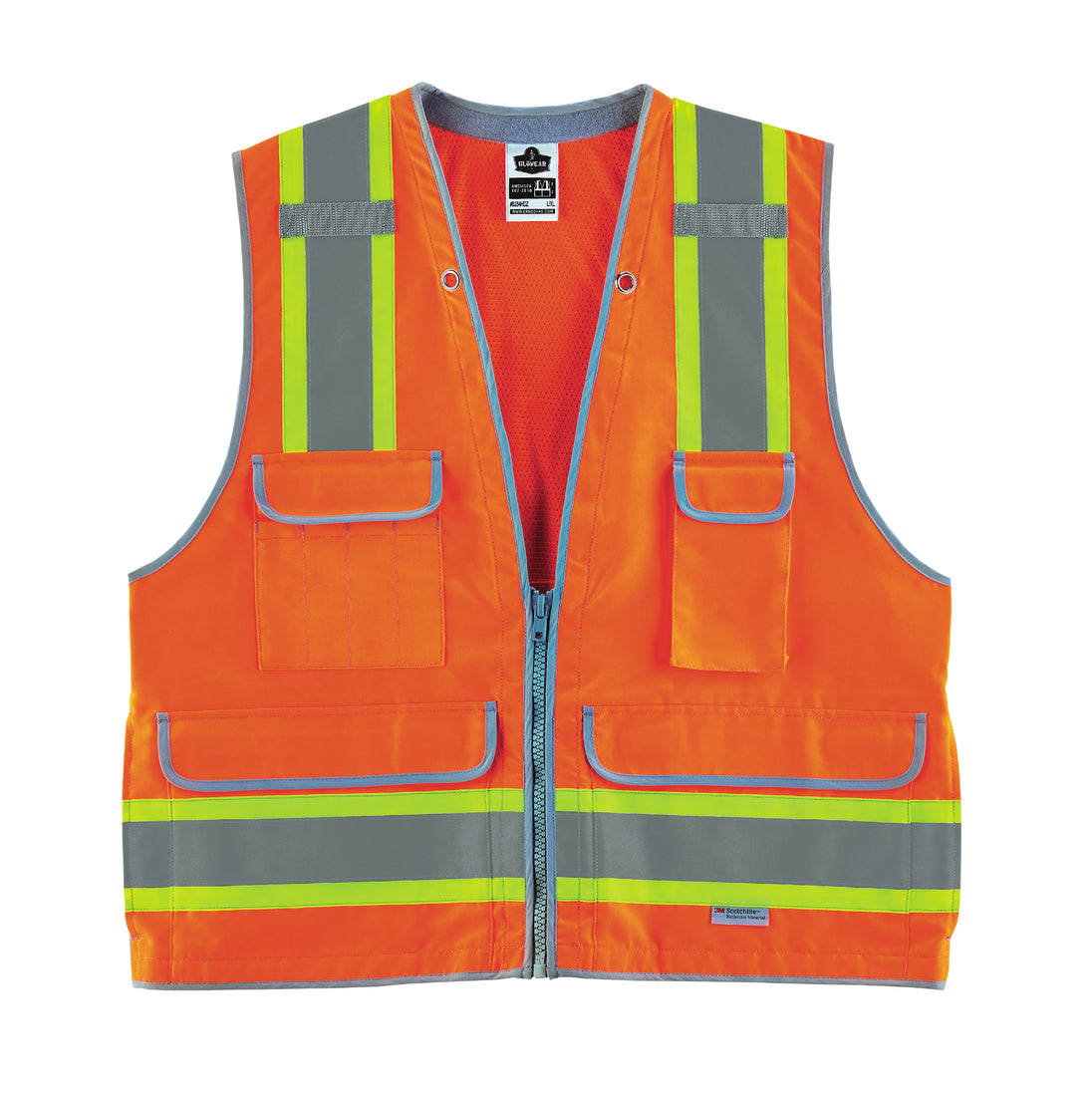 Ergodyne Glowear 8254HDZ Two-Tone Heavy-Duty Surveyors Vest - Type R, Class 2, Zipper