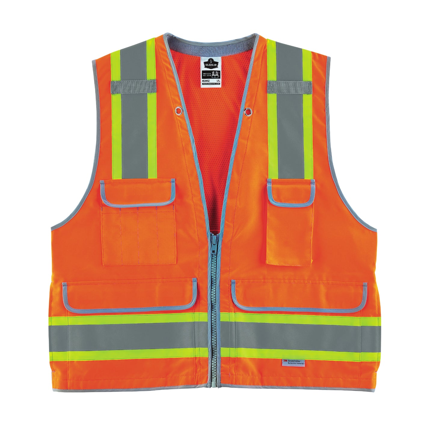 Ergodyne Glowear 8254HDZ Two-Tone Heavy-Duty Surveyors Vest - Type R, Class 2, Zipper