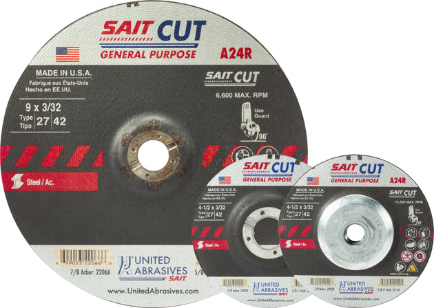 United Abrasives A24R  General Purpose Cutting Wheels 4-1/2" x 3/32" x 7/8", 25-Pack