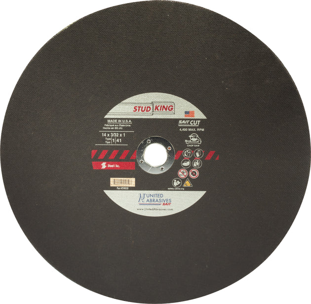 United Abrasives Stud King® Specialty Chop Saw Wheels 14" x 3/32" x 1", 1-Pack