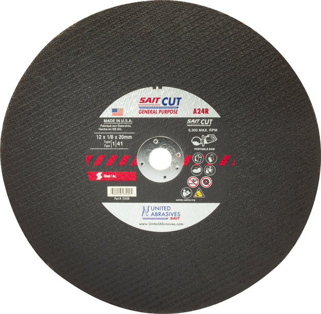 United Abrasives 14" x 1/8" x 1" A24R General Purpose Heavy Duty Cutting Wheel