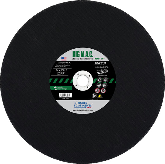 United Abrasives Big M.A.C.™ Masonry, Asphalt, Concrete Large Diameter Portable Saw Cutting Wheels 12" x 1/8" x 20MM, 1-Pack