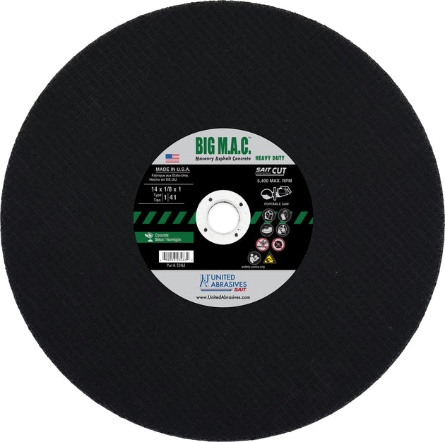 United Abrasives Big M.A.C.™ Masonry, Asphalt, Concrete Large Diameter Portable Saw Cutting Wheels 12" x 1/8" x 20MM, 1-Pack