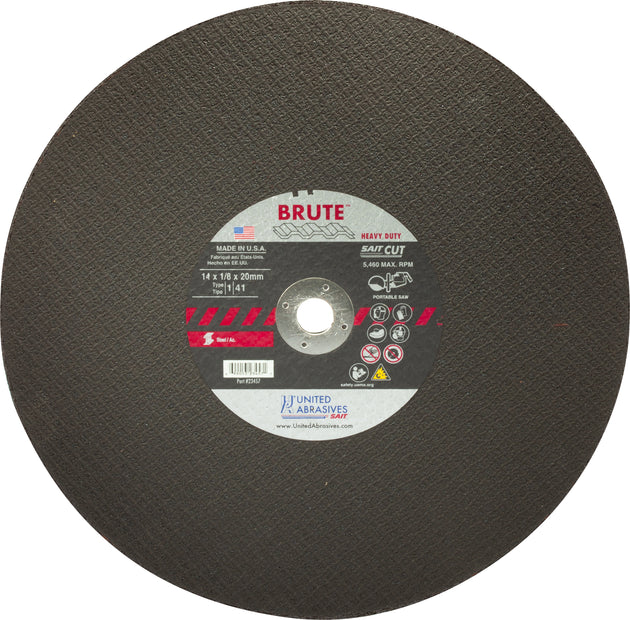 United Abrasives Brute™ Sharp Metals Large Diameter Portable Saw Cutting Wheels 14" x 1/8" x 20MM, 1-Pack