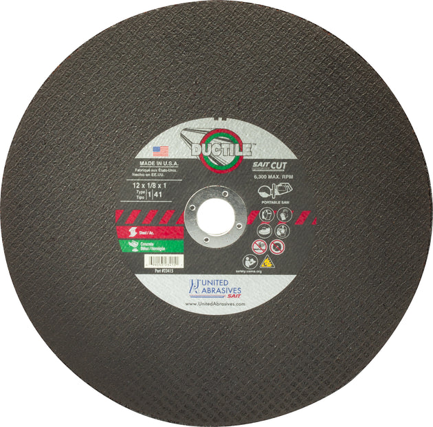 United Abrasives Ductile™ Specialty Large Diameter Portable Saw Cutting Wheels 14" x 1/8" x 1", 1-Pack