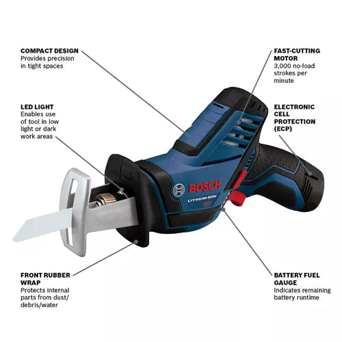 Bosch 12V Max Pocket Reciprocating Saw Kit with 2.0Ah Battery
