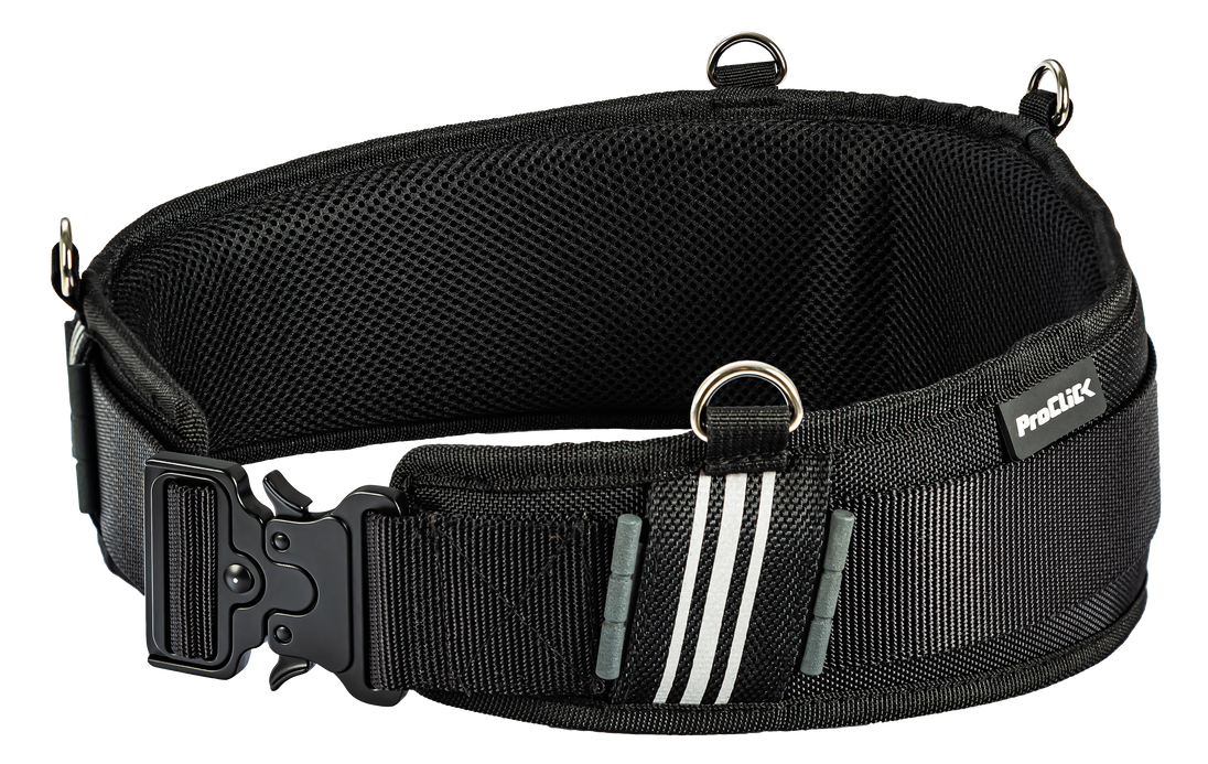 Padded tool belt with practical one-hand operation
