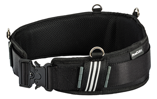 Padded tool belt with practical one-hand operation